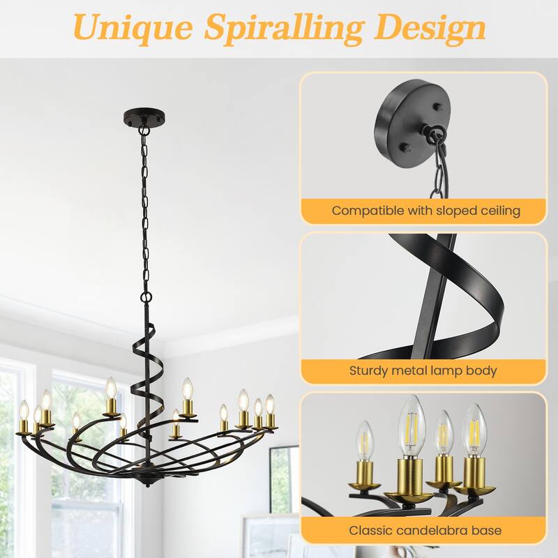 Vintage Swirling Ribbon Shaped Candle Chandelier