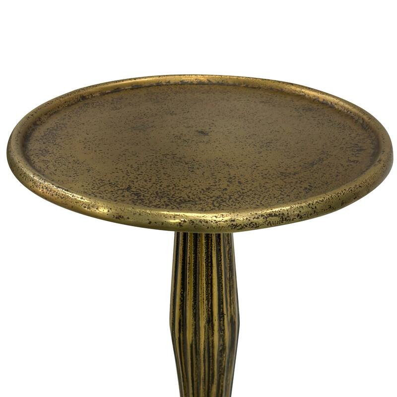 12 in. Antique Brass Round Metal End Table, Sturdy Build End Side Table for Living Rooms