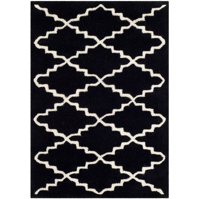 SAFAVIEH Handmade Chatham Carlota Modern Moroccan Wool Rug - 2' x 3' - Black/Ivory - Rectangle