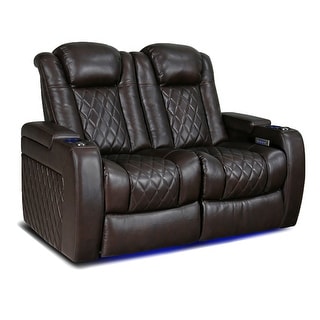 Valencia Tuscany Top Grain Nappa 11000 Leather Home Theater Seating Power Recliner Row of 2 Loveseat Dark Chocolate