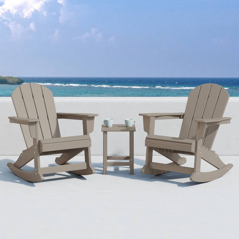 Laguna Hdpe All Weather Outdoor Patio Rocking Chairs With Side Table (3-Piece Set)