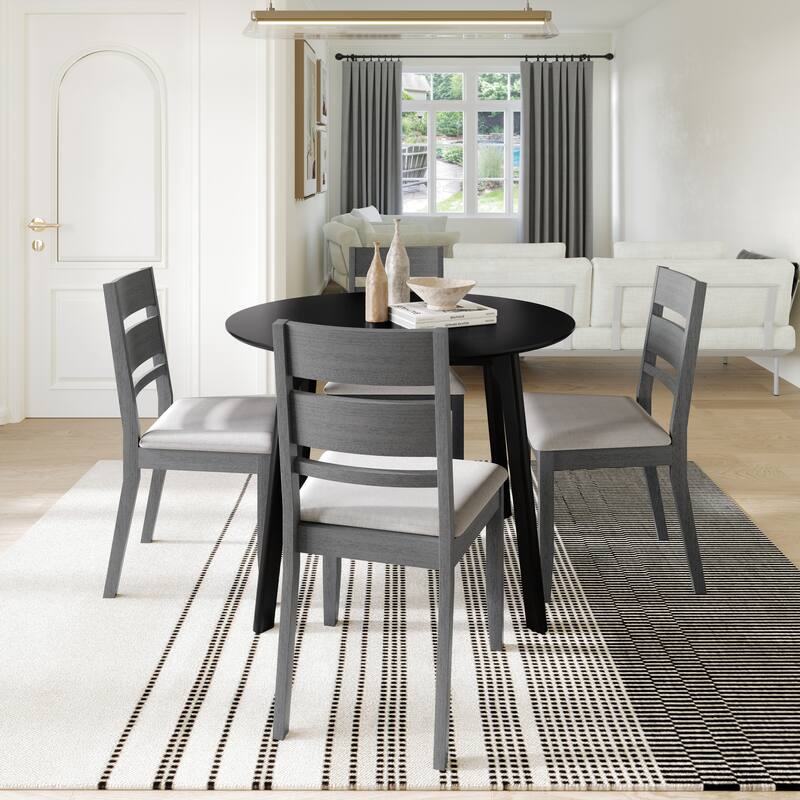 CraftPorch Elegance 4-Piece Chair and Round Table Wooden Dining Set