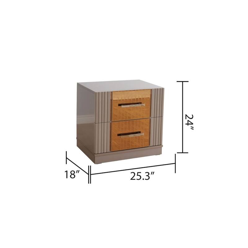 Lorenzo Modern Style Mirror Accent 2-Drawer Nightstand made with Wood