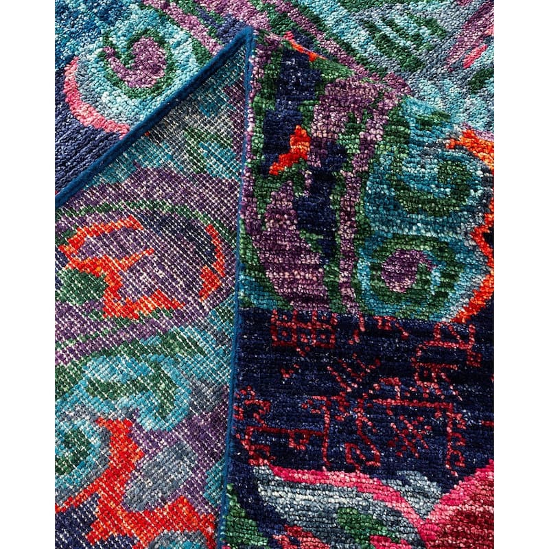 Overton Handknotted Wool Vintage Inspired Contemporary Modern Blue Area Rug - 17' 6" x 9' 10"