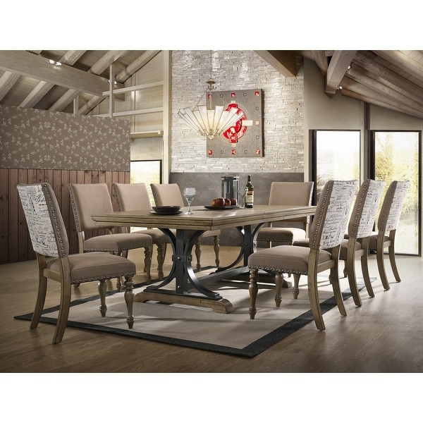 Roundhill Furniture Birmingham 9 piece Removable Leaf Dining Table