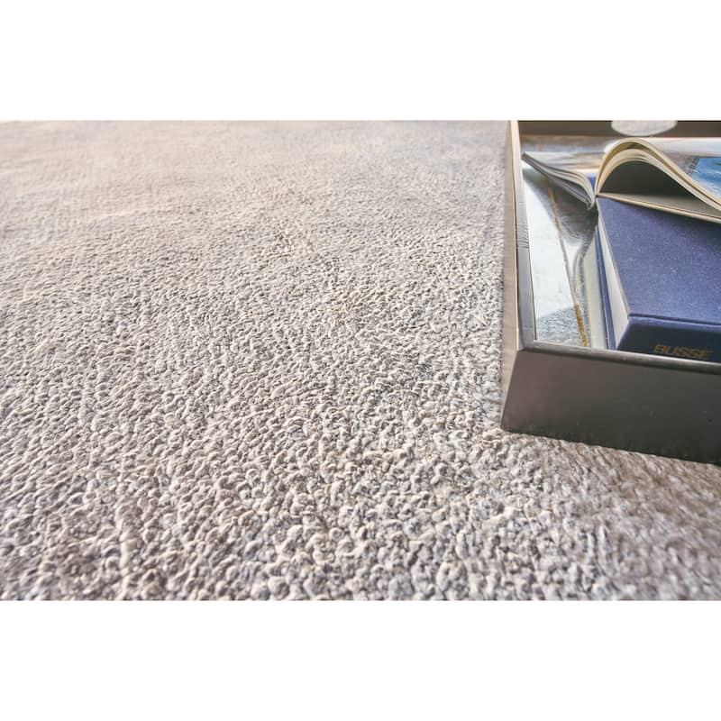 EXQUISITE RUGS Plush Hand-knotted Light Silver Area Rug.