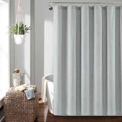 Lush Decor Farmhouse Vintage Stripe Yarn Dyed Eco-Friendly Recycled Cotton Shower Curtain