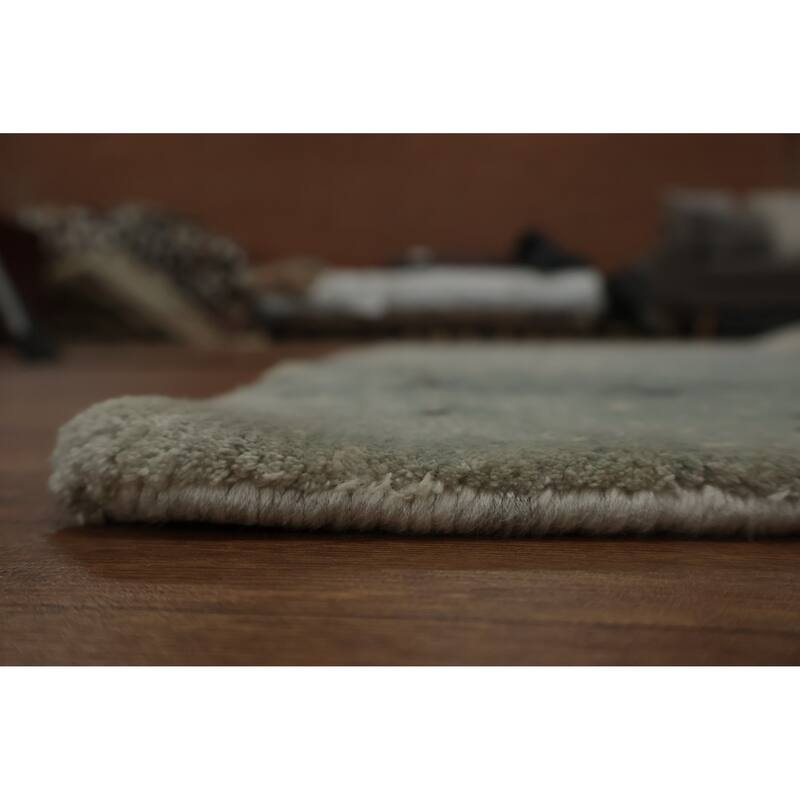 Hand Knotted Oriental Viscose Silk Carpet Modern Contemporary Greys & Charcoal Contemporary Area Rug - 9' 3'' X 6' 3''