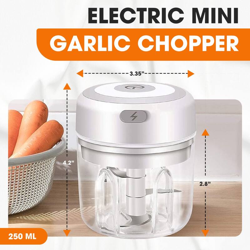 Cheer Collection Electric Wireless Garlic Chopper with USB Charging and Stainless Steel Blades