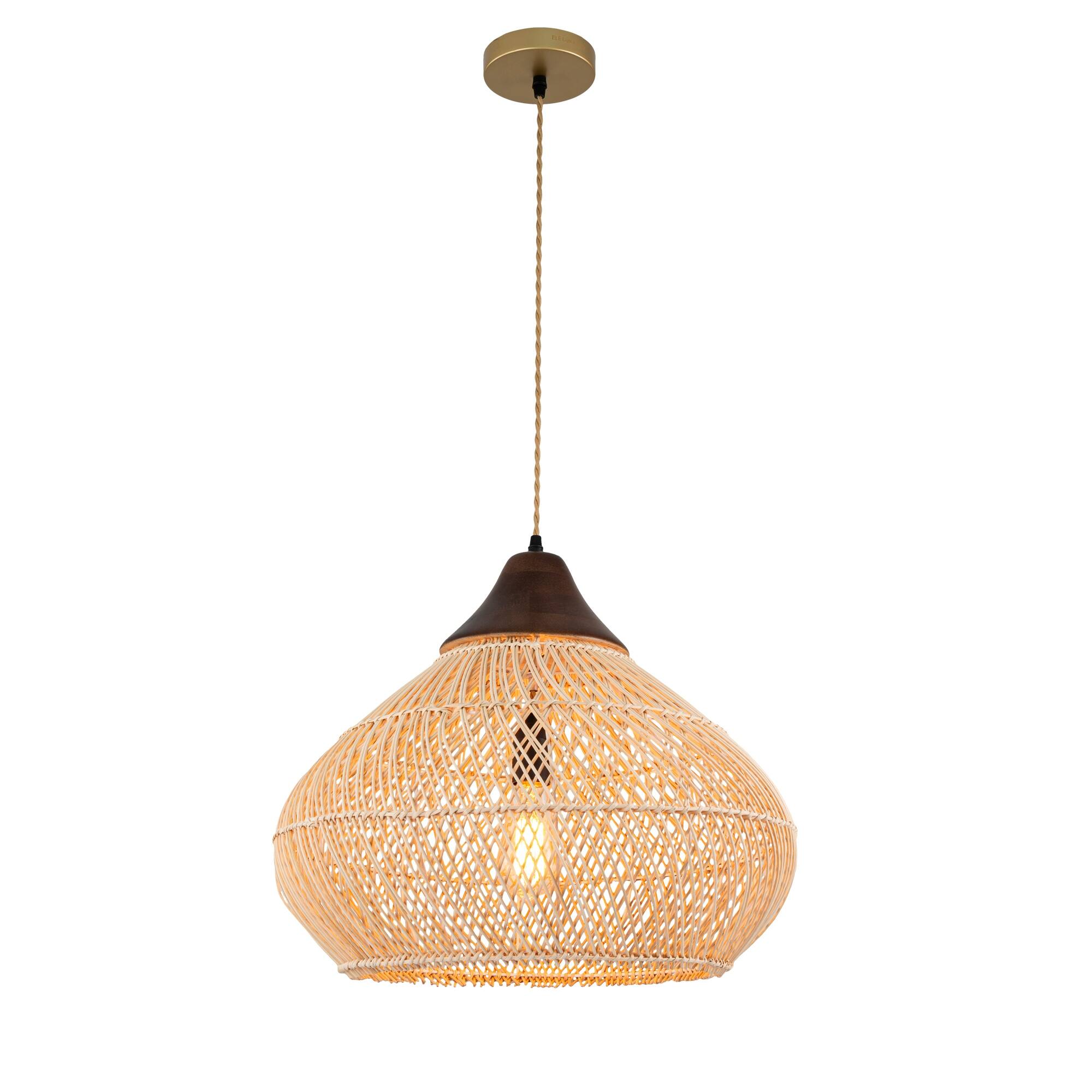 【超歓迎】 Rattan Large Coastal Zula Pendant Wood Rustic Brass in Light トップス