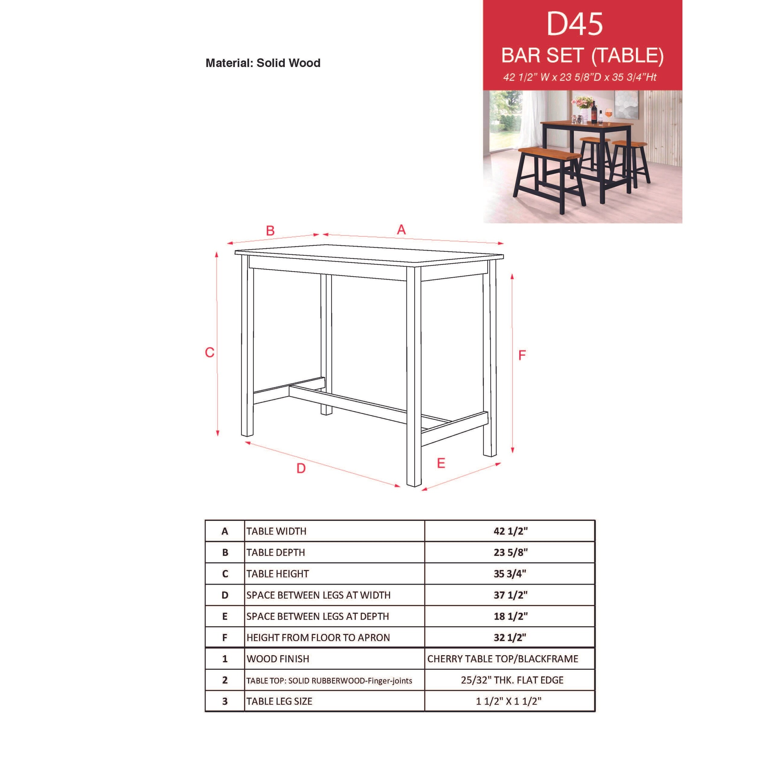 raymundo 4 piece pub table set