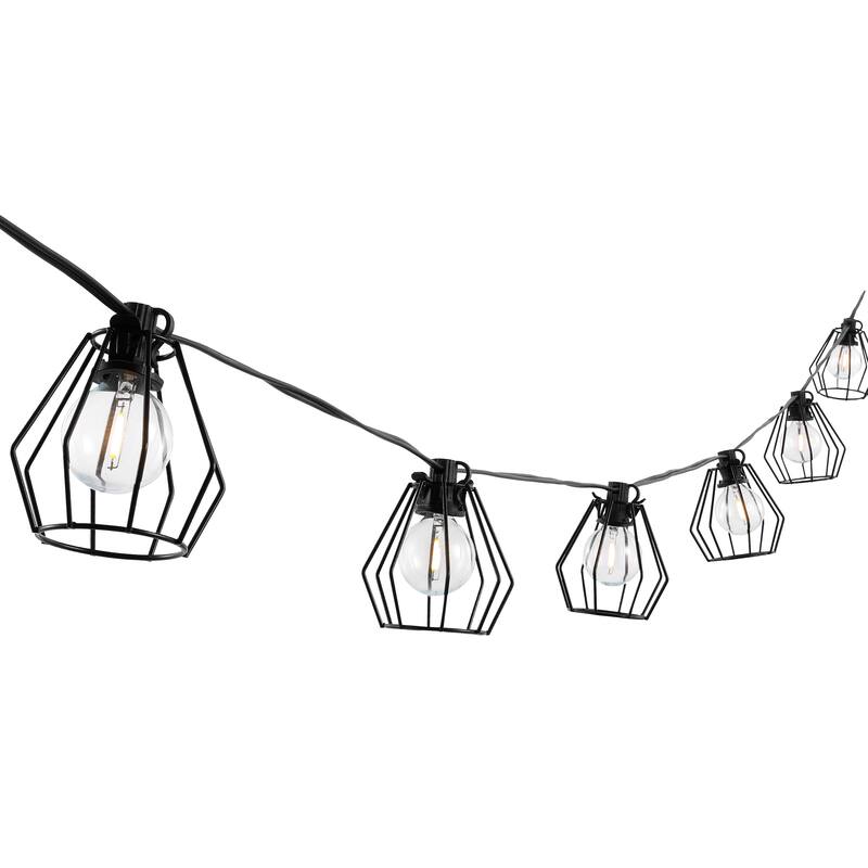 SAFAVIEH Lighting Aitana 10 Ft LED Outdoor String Lights - Black - 120Wx3Dx4H