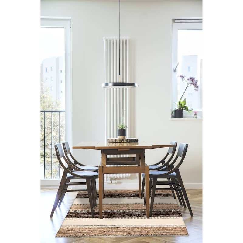 ECARPETGALLERY Braid weave Sienna Brown Wool Rug - 5'4 x 7'11