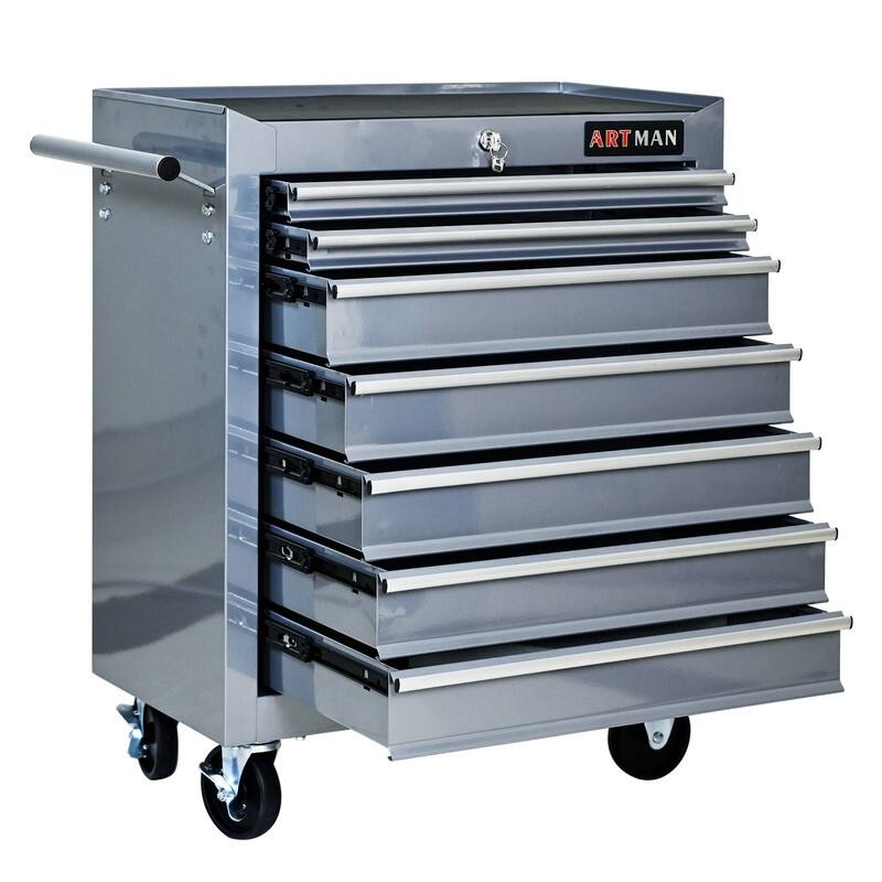 7-Drawer Rolling Tool Cart with Lock Mechanic Tool Box Storage Cabinet