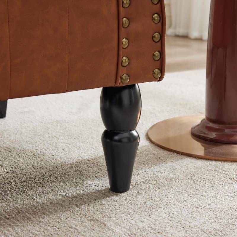 Modern PU Leather Armchair Nailhead Trim Accent Chair