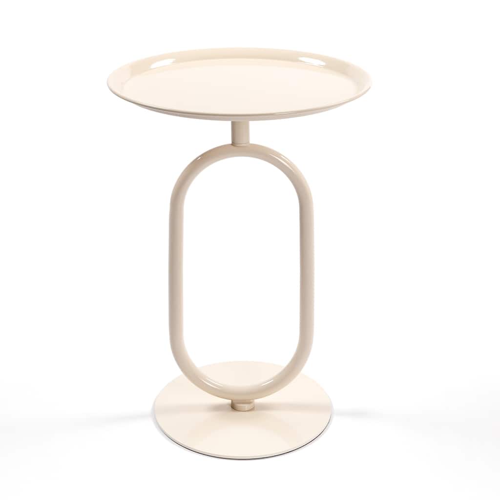 Lantern-shaped Metal End Table, Small Round Side Table, Modern Coffee Drink Cocktail Table, Small Accent Pedestal Table