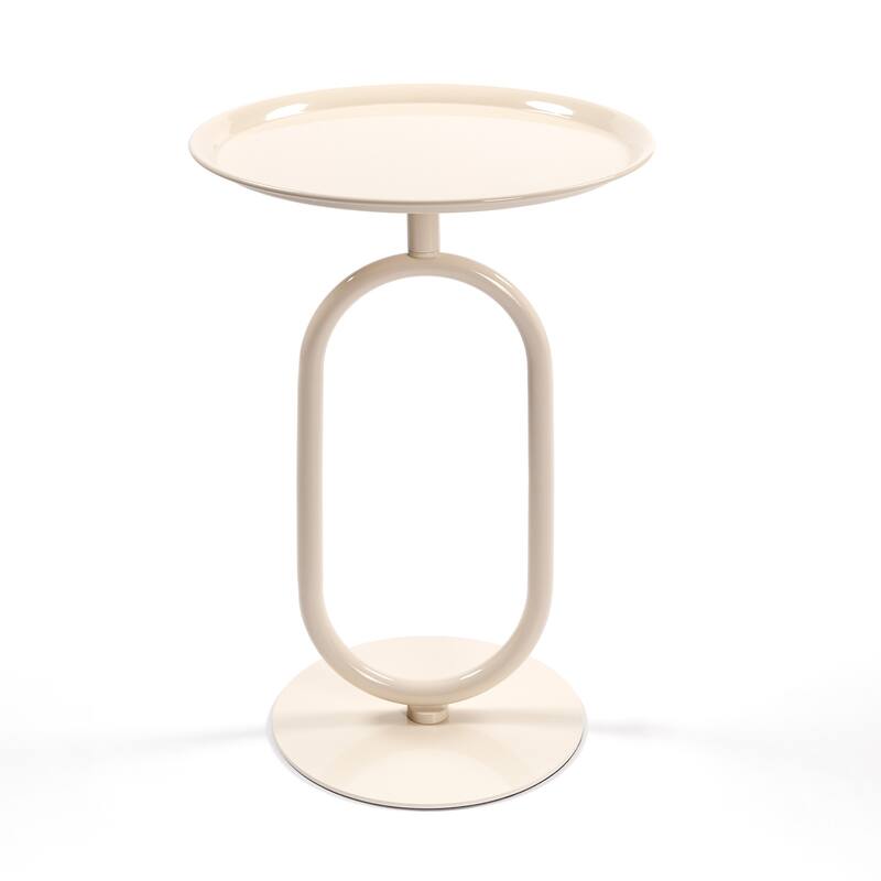 Lantern-shaped Metal End Table, Small Round Side Table, Modern Coffee Drink Cocktail Table