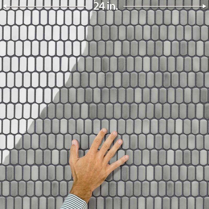 Merola Tile Hudson Capsule Grey Eye 12-1/4" x 13-1/8" Porcelain Mosaic Floor and Wall Tile