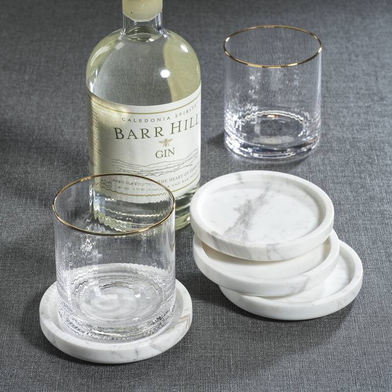 4.5' Round Marble Coasters, Set of 4
