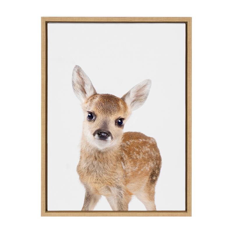 Sylvie Baby Deer Animal Print Framed Canvas Wall Art by Amy Peterson