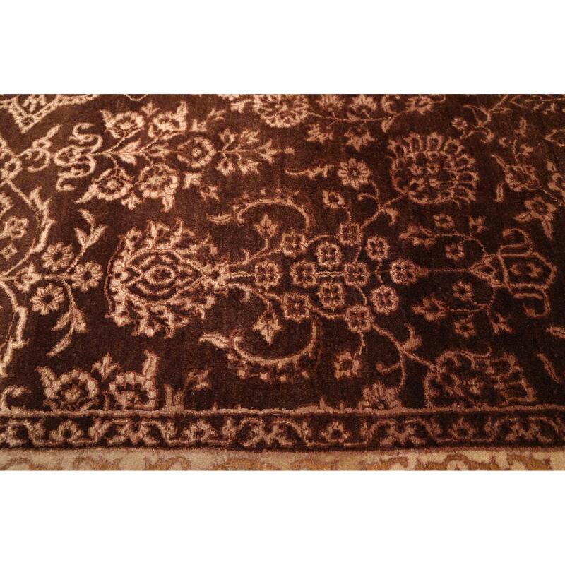 ECARPETGALLERY Hand-knotted Mirzapur Dark Brown Silk, Wool Rug - 5'0 x 6'10