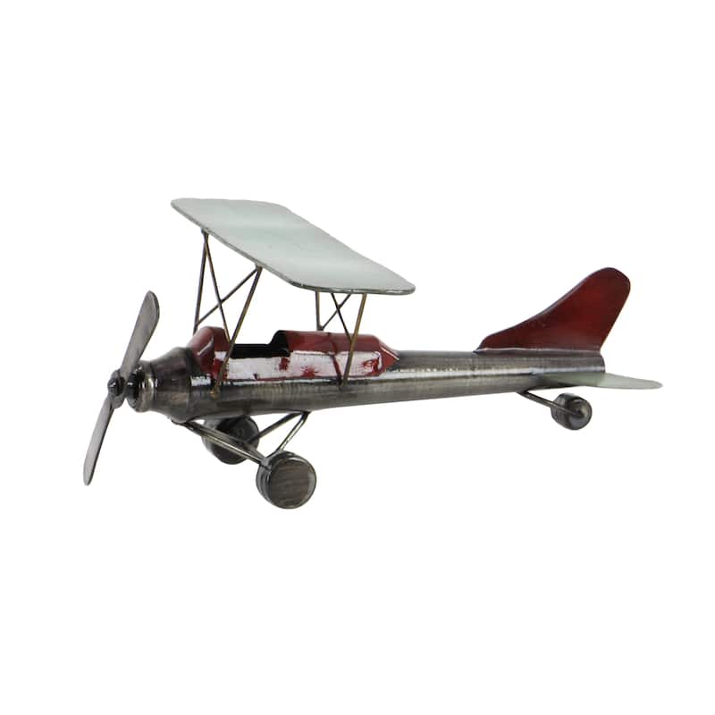 Gray Metal Airplane Decorative Sculpture