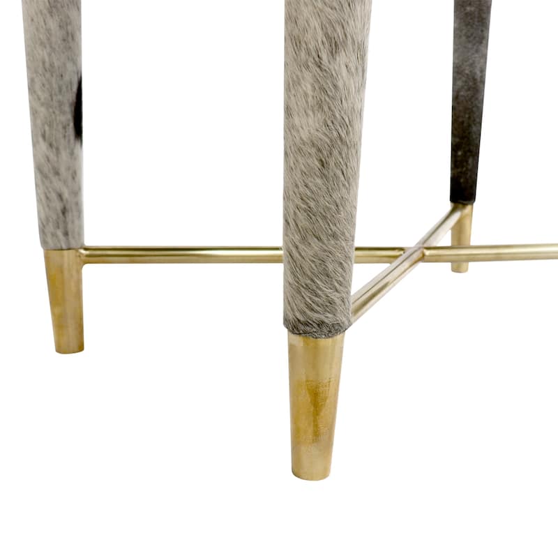 Pasargad Home Safari Steel & Cowhide Contemporary Bar Cabinet - W28"XD18"XH61.5"