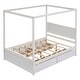preview thumbnail 5 of 9, Full Size Canopy Bed Wooden Four Poster Bed with 4 Drawers