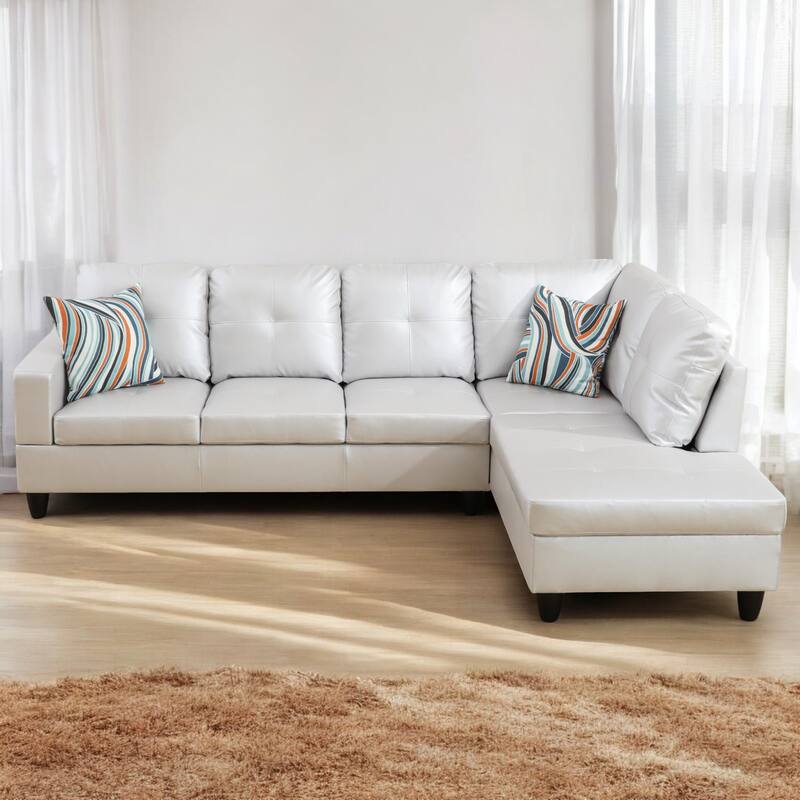 KISRAIS 103" Wide 2-Piece Vegan Leather Sectional Sofa