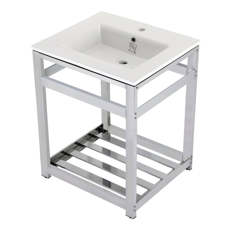 Kingston Brass Monarch 28" Wide x 33" High Console Stand - Polished Nickel