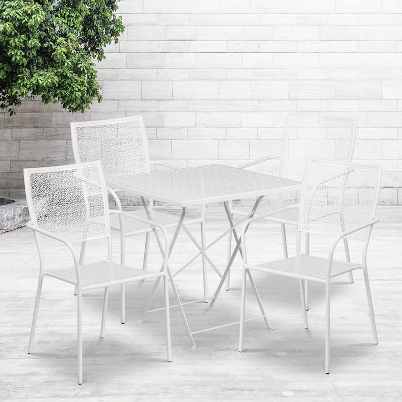 28-inch Square 5-piece Indoor/ Outdoor Folding Table and Chairs Set