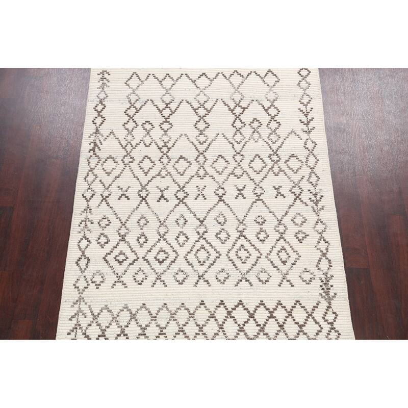 Modern Geometric Oriental Moroccan Wool Area Rug Hand-knotted - 5'0" x 7'9"