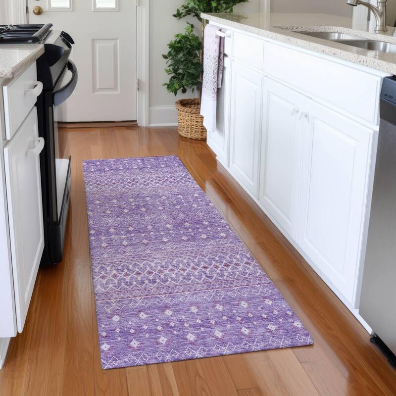Machine Washable Indoor/ Outdoor Chantille Morrocan Boho Rug - Lavender - 2'3" x 7'6"