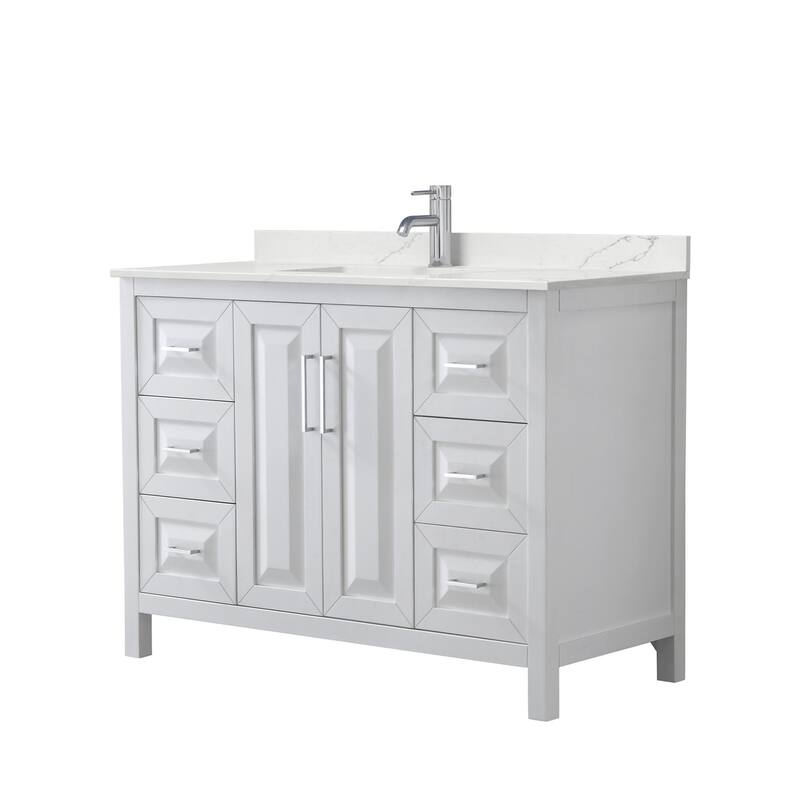 Wyndham Collection WCV252548S-QTZ-UNSMXX Daria 48" Free Standing - White / Giotto Quartz Top / Polished Chrome