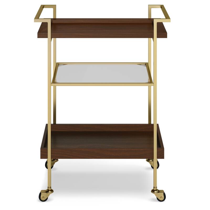 WYNDENHALL Moyer Bar Cart in Cognac - 16" d x 27" w x 34.5" h