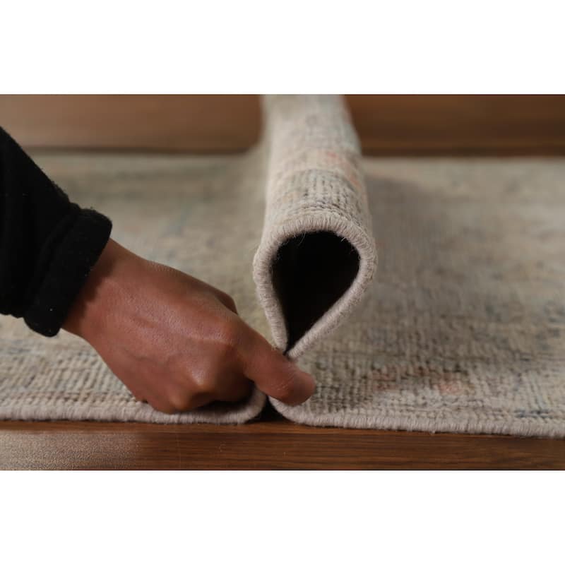 Hand Knotted Oriental 100% Wool Carpet Transitional Geometric Navy Blue & Blues Oushak Runner Rug - 9' 4'' X 2' 4''