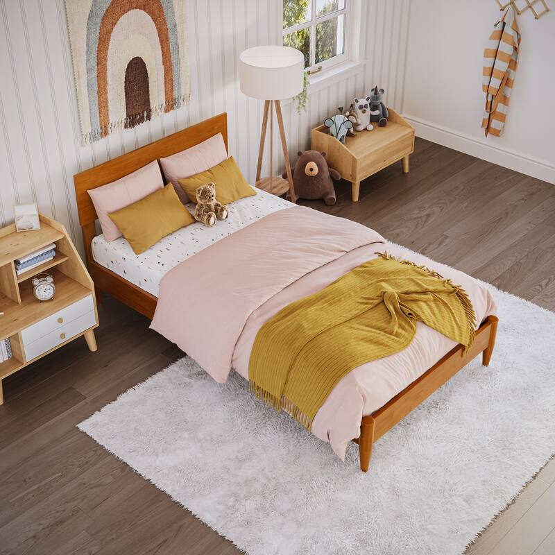 Aria Solid Wood Modern Low Profile Platform Bed