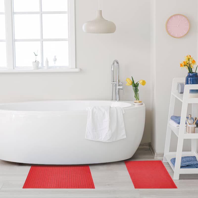 Superior Eco-Friendly Soft and Absorbent Bath Mat (set of 2) - Cranberry