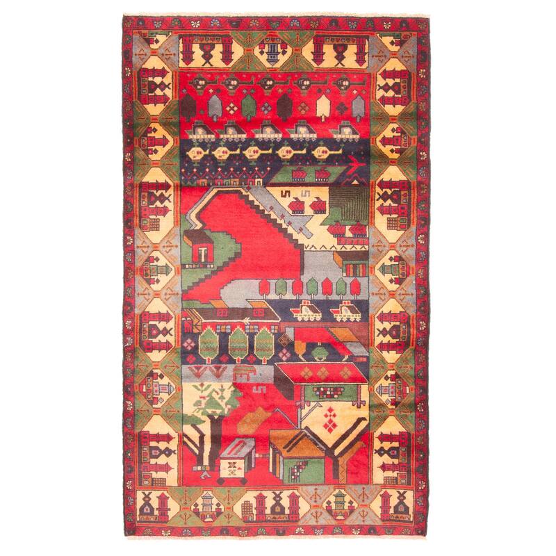 ECARPETGALLERY Hand-knotted Teimani Red Wool Rug - 3'7 x 6'3