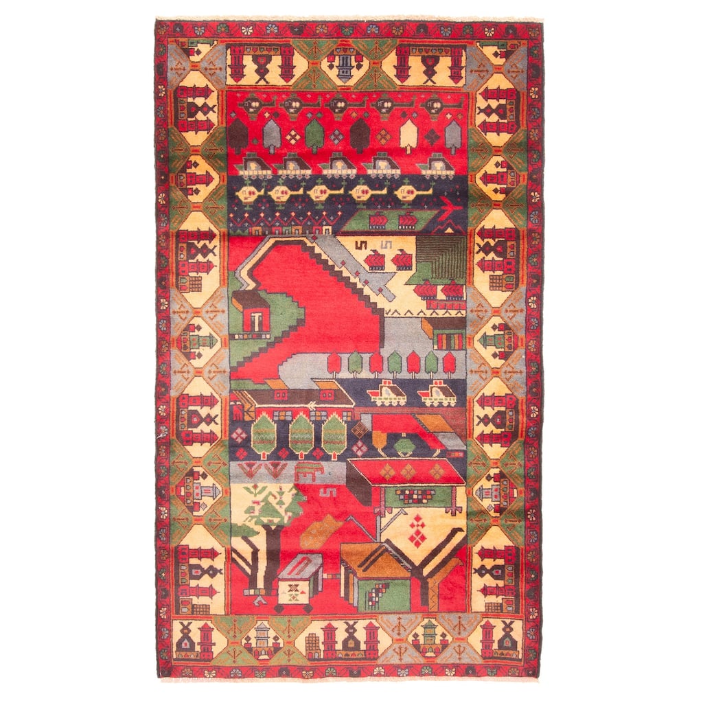 ECARPETGALLERY Hand-knotted Teimani Red Wool Rug - 3'7 x 6'3