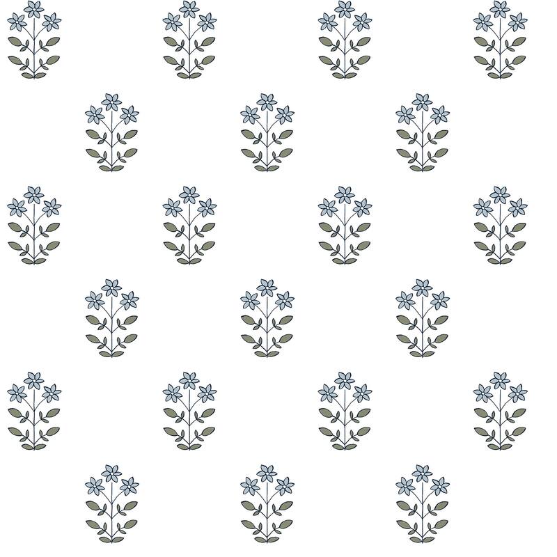 Erin Gates Kit Blue Heather Floral Wallpaper