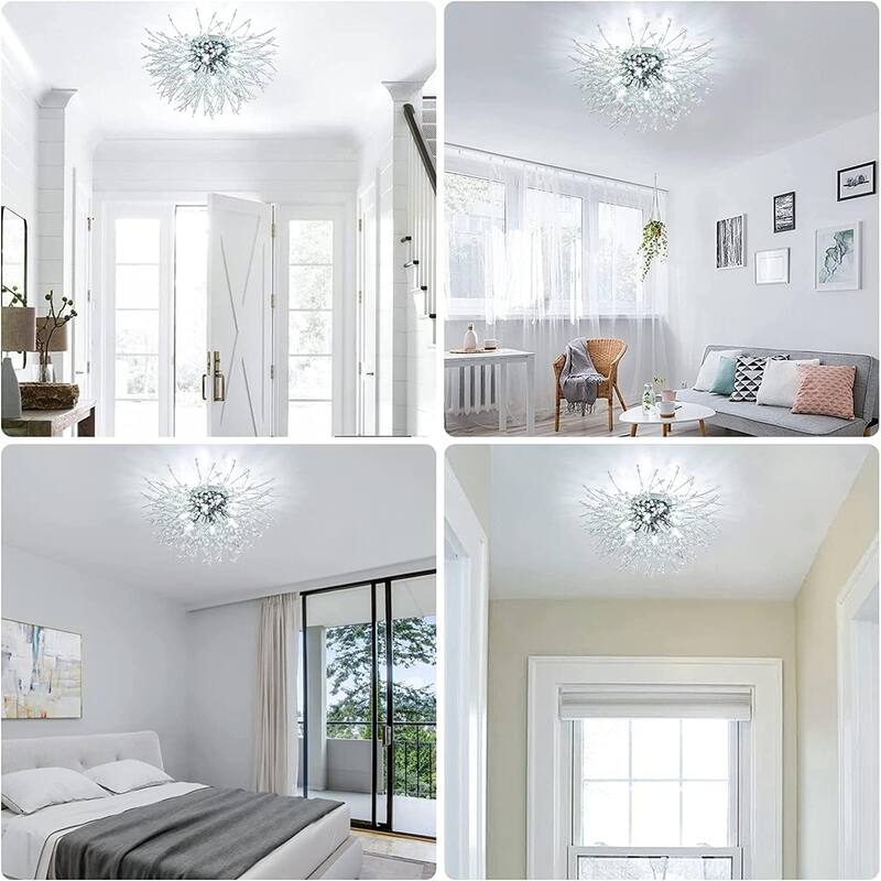 Modern Sputnik Firework Crystal Flush Mount Ceiling Light