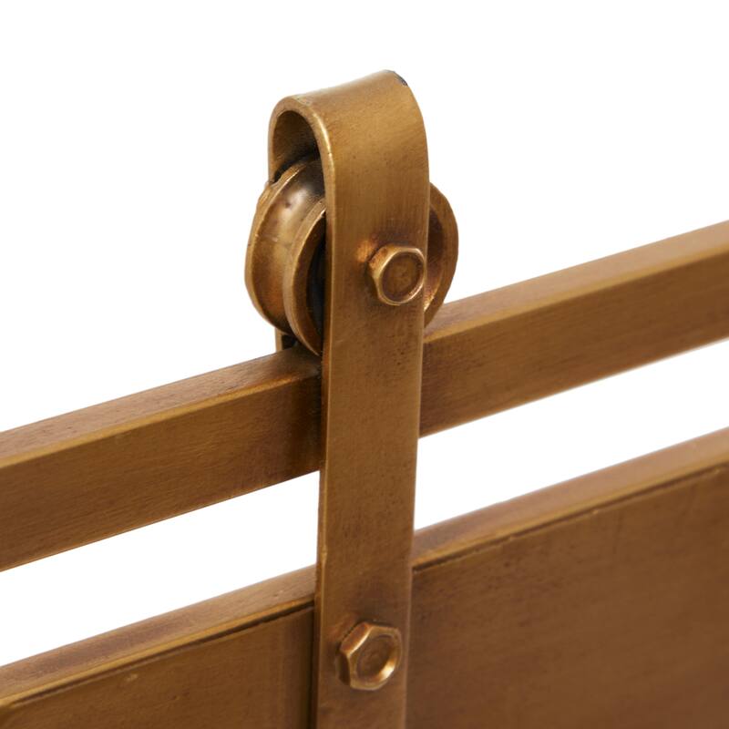 Copper Metal Suspended Grid Style Netting Single Panel Fireplace Screen with Bolted Detailing