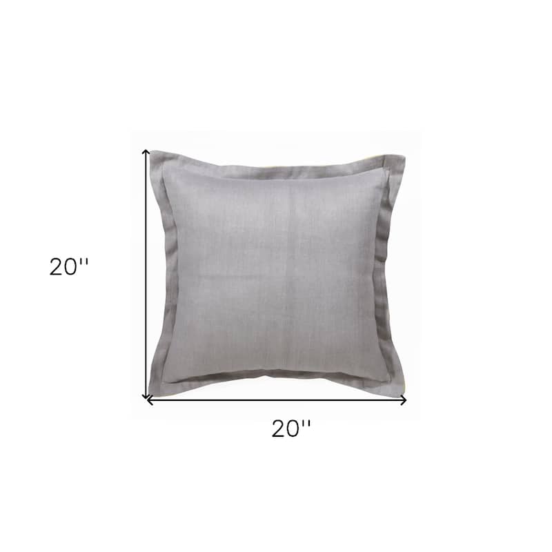 20" X 20" Gray And Yellow Linen Zippered Pillow