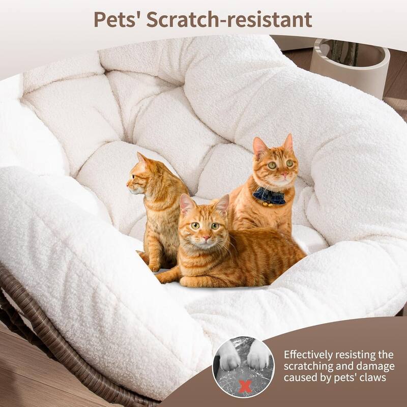 Outdoor Rattan Rocker Recliner Chair With Polyester Padded Cushion