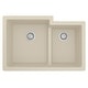 preview thumbnail 42 of 56, Karran Undermount Large/Small Bowl Quartz Kitchen Sink - 32" x 21.25" x 9" - 32" x 21.25" x 9" Bisque
