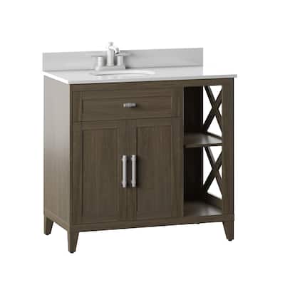 36" Bathroom Vanity with Open X Shelves
