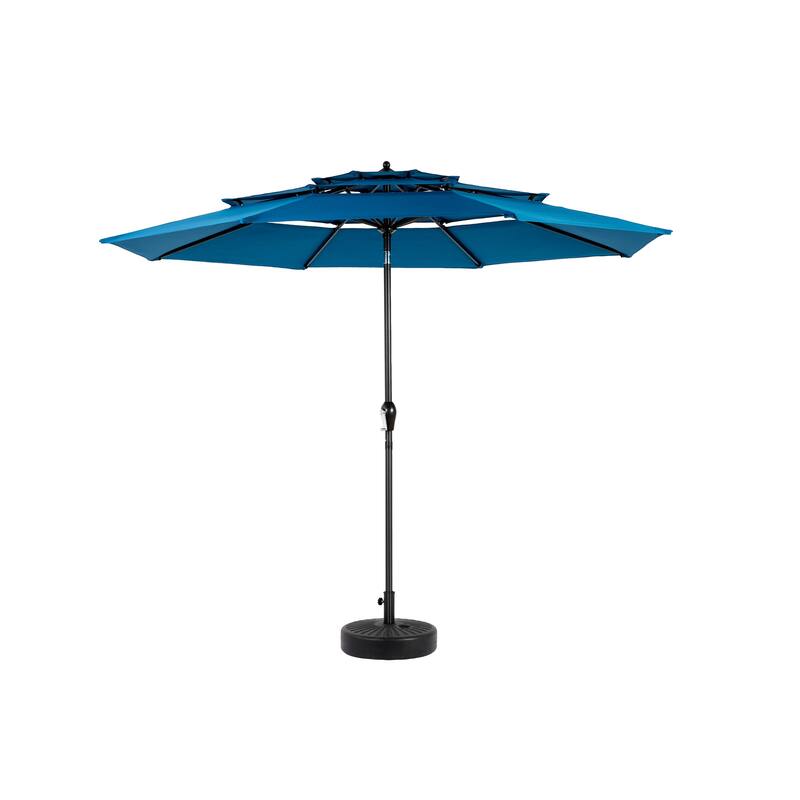 Aluminium 10ft 3 Tier Auto-tilt Umbrella ,Outdoor Patio Umbrella - Market Table Pool Deck Umbrella (Base Not Included)