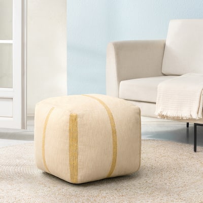 Jani 20-inch Ottoman Pouf - Handcrafted Handmade Ottoman for Seating, Footrest, Home Decor for Living Room, Bedroom