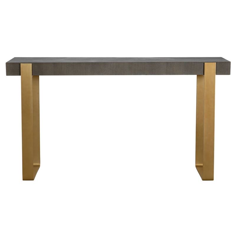 Rectangular Console Table with Strap Legs - 60" - Gray and Gold